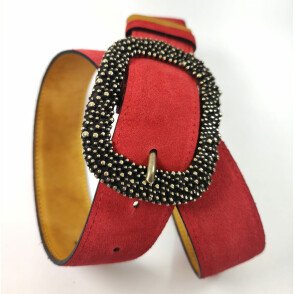 Ceinture reversible femme Moutarde/ Daim rouge